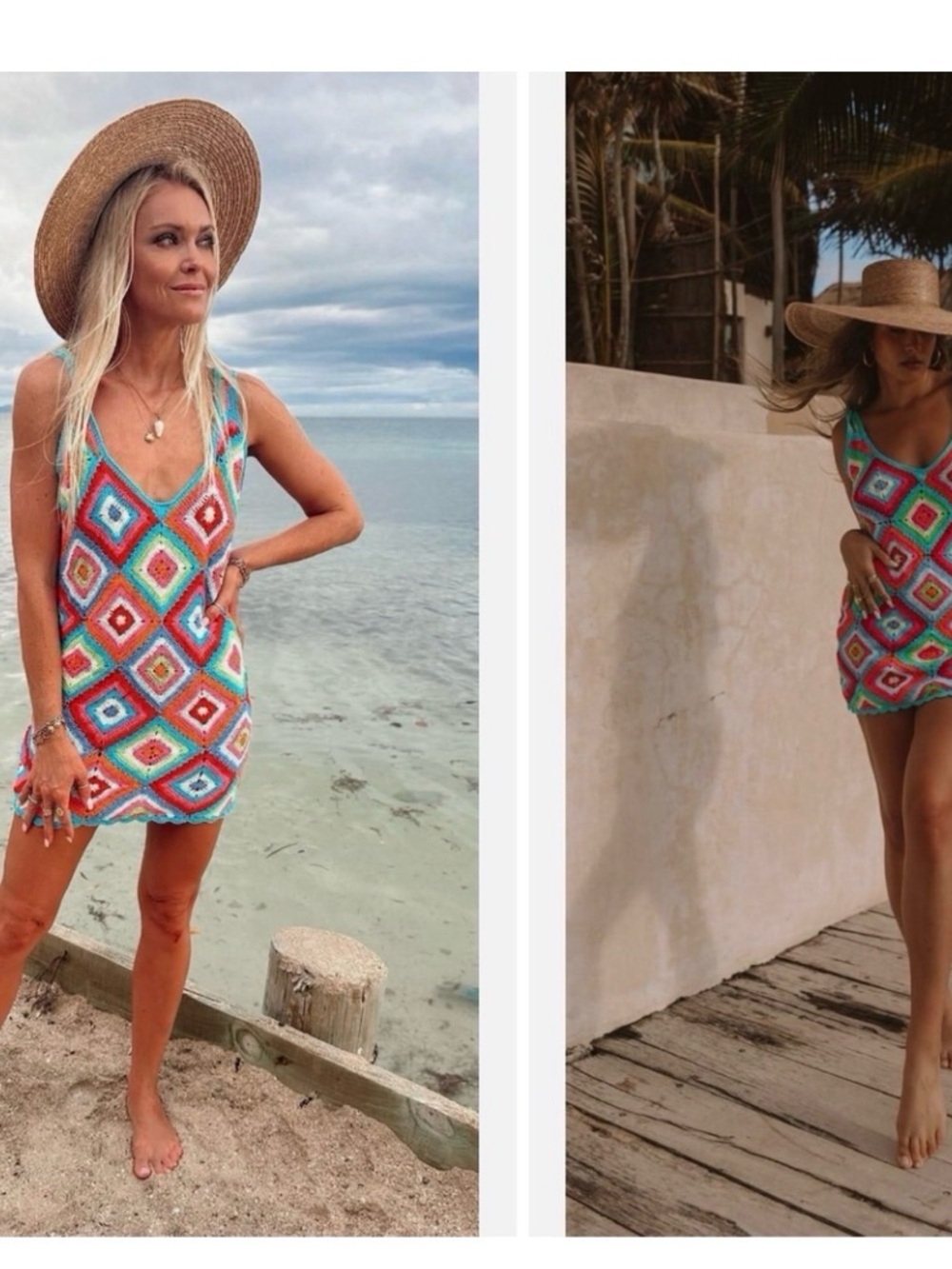 Show Me Your MuMu Multicolor Crochet Diamond Mini Dress S